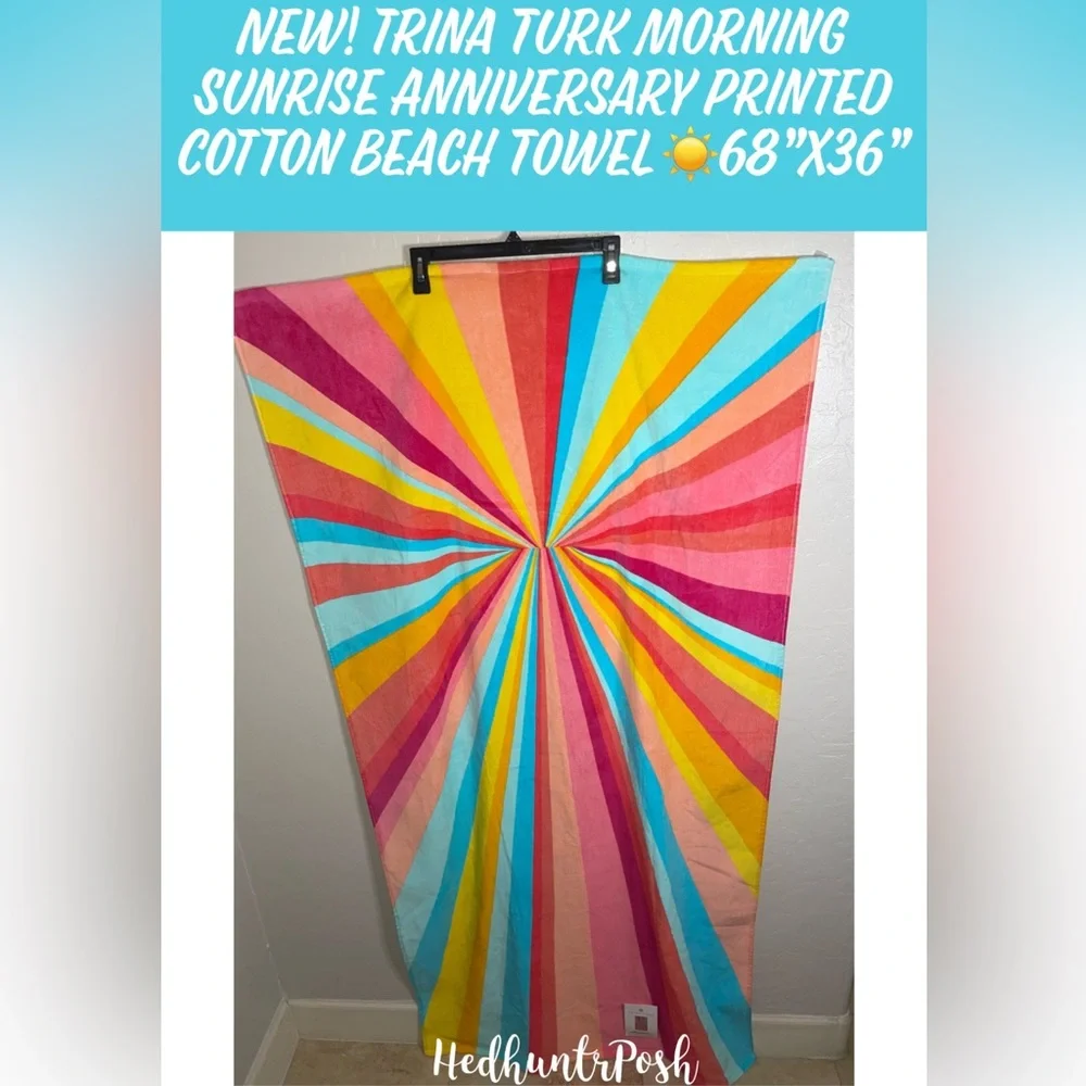 🎉HP🎉New! Trina Turk Morning Sunrise Anniversary Printed Beach Towel☀️68”x36”